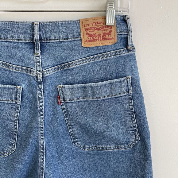Levis Mile High Cropped Wide Leg Jeans Women 29 Button Fly Vtg Style Festival - Picture 7 of 14